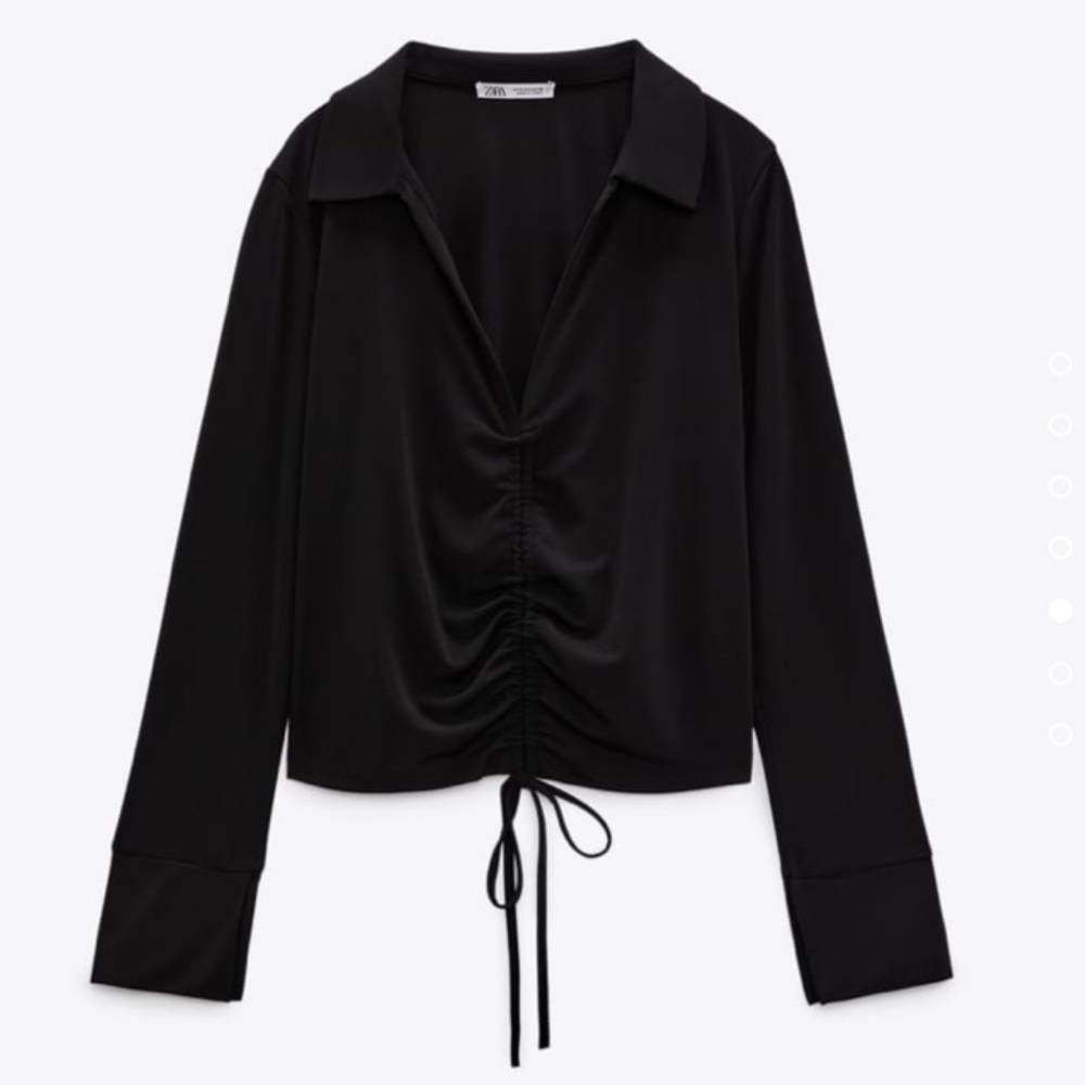 Zara Tie Blouse Black S NWOT Shirt Top Boho Vintage 90’s Chique